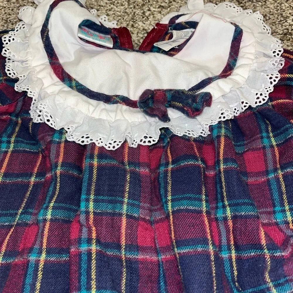 Small Steps for Infants Vintage Christmas romper plaid size 12 months